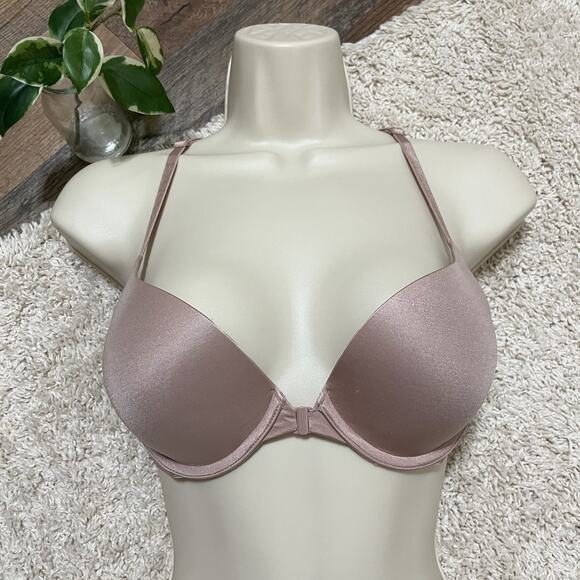 Victoria's Secret Size 32C Pink Front Closure Racerback Underwire Push Up Bra - Picture 2 of 6